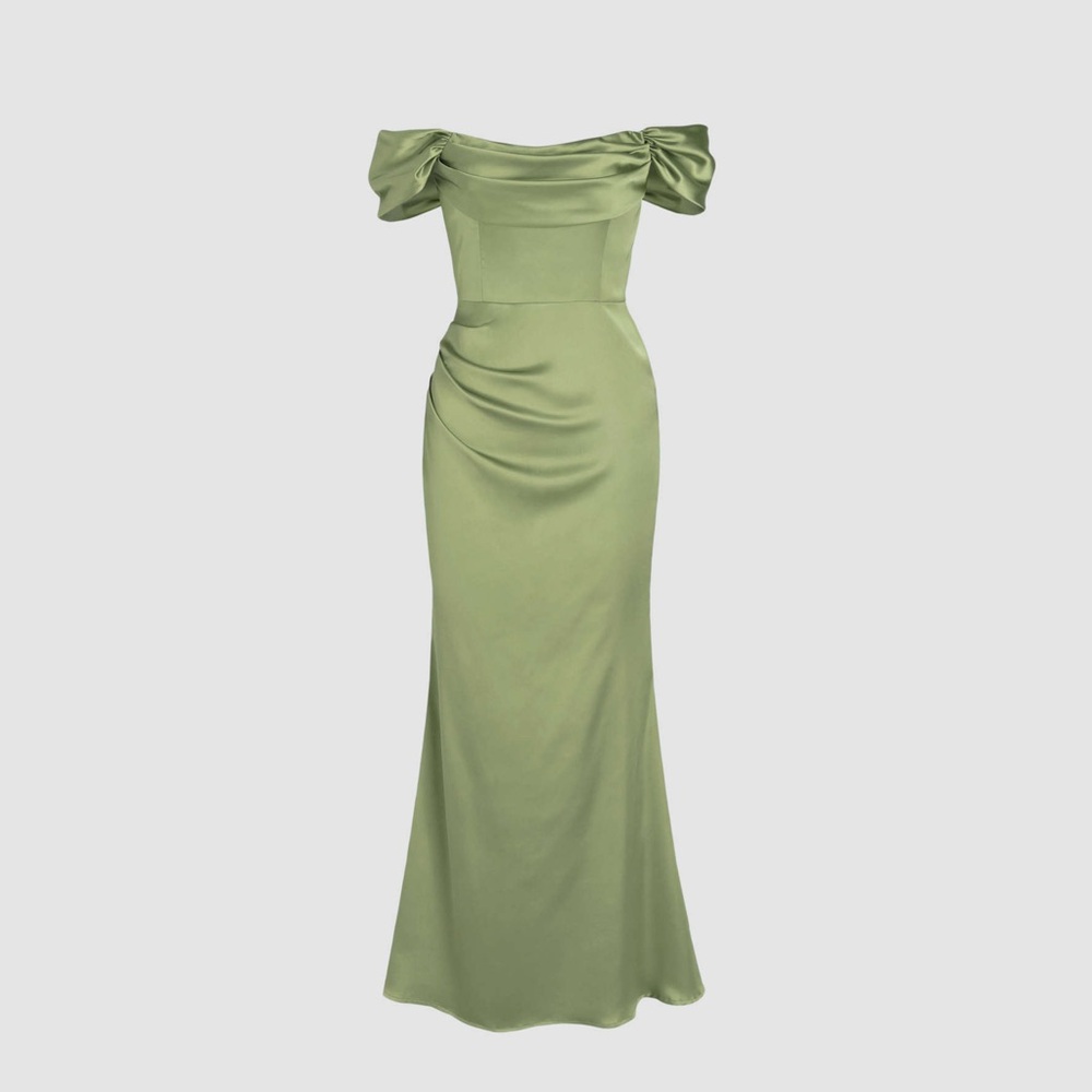 Cider Strapless Satin Green Dress